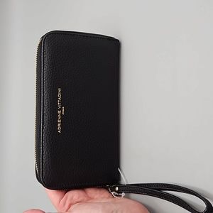 Large black leather wallet